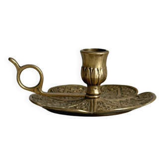 Brass candlestick with handle