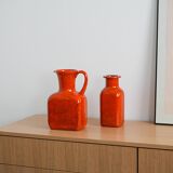 Red ceramic vase, Italian design, 1960s, made in Italy