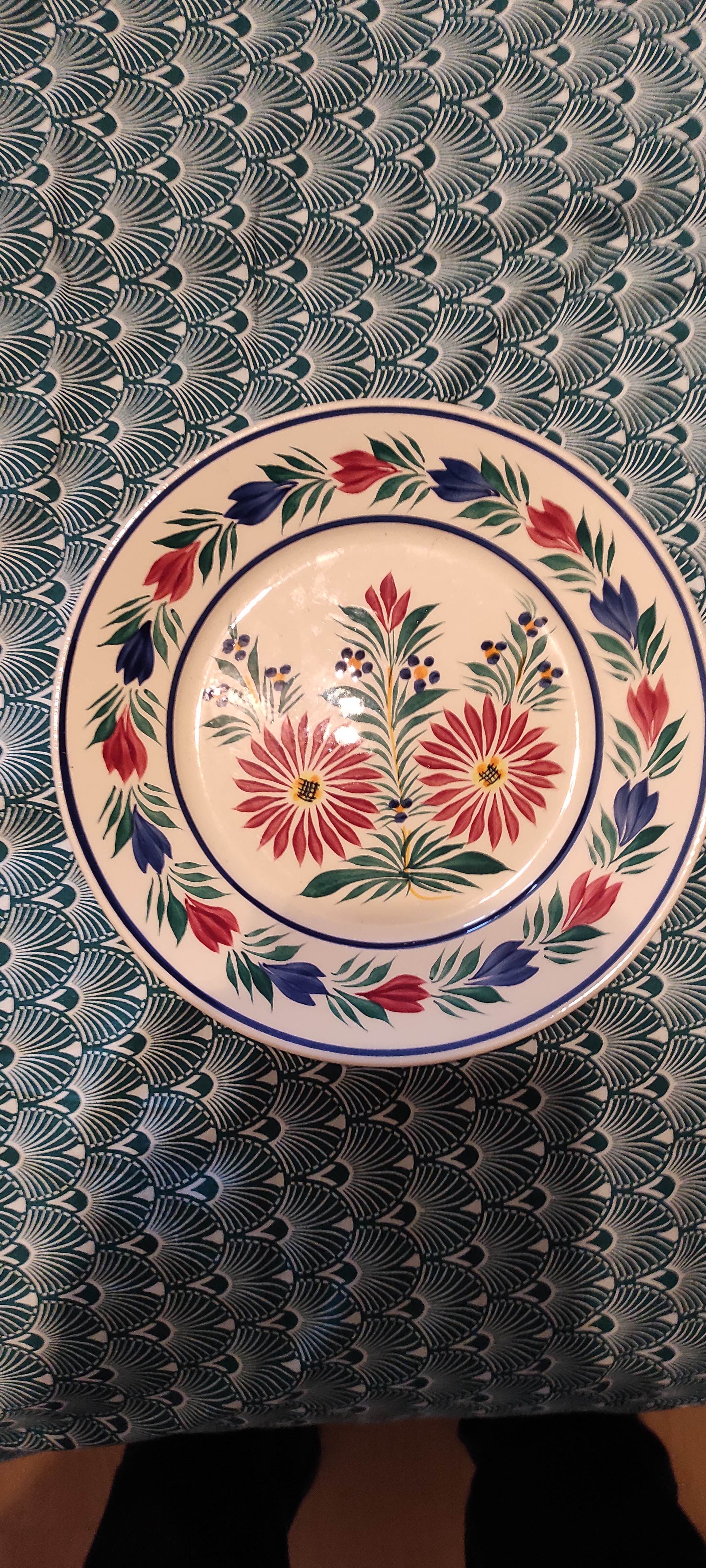HB Henriot Quimper earthenware plate signed
