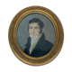 Watercolor on paper portrait man frock coat oval frame dore