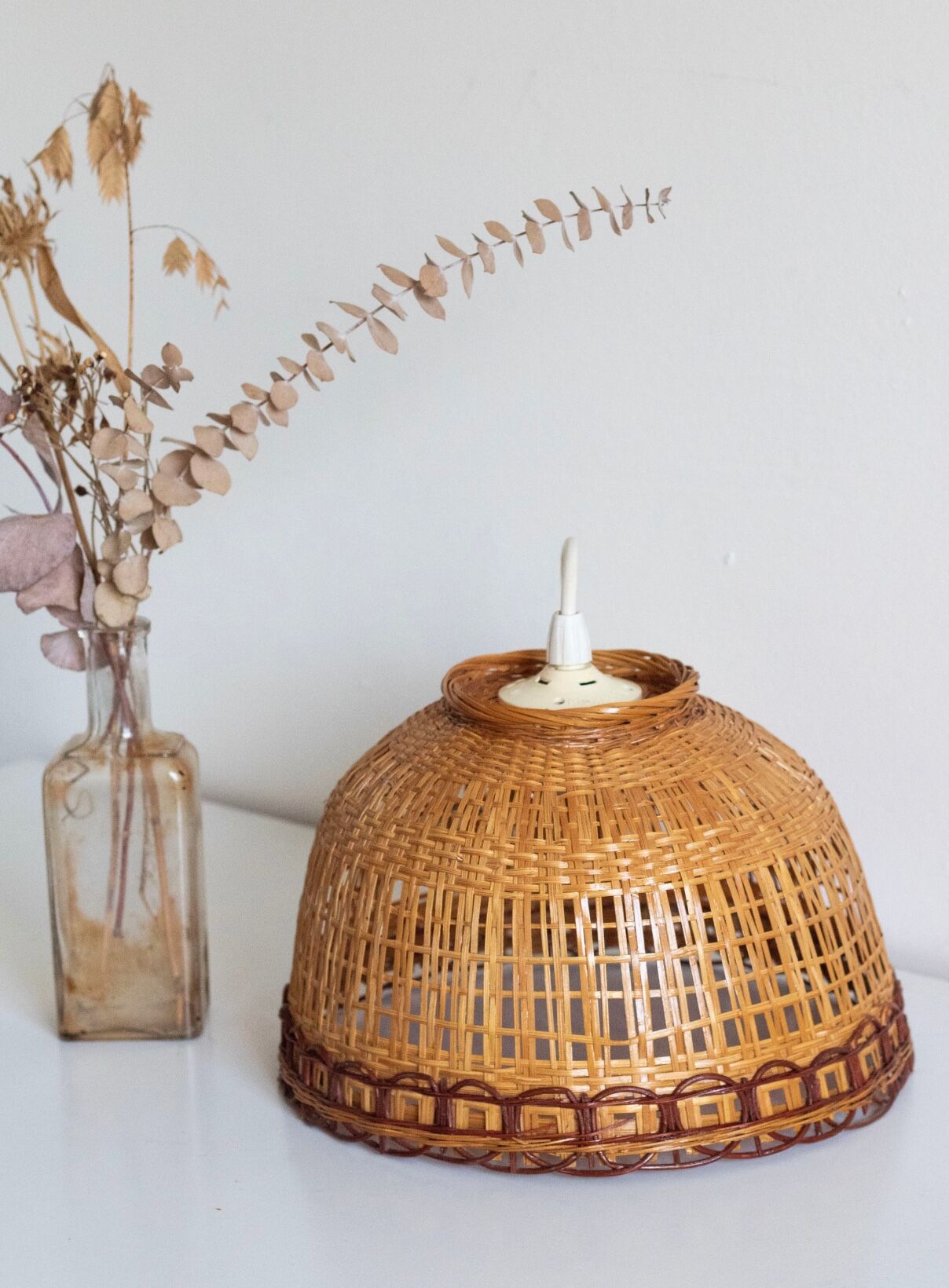 Vintage wicker pendant lamp