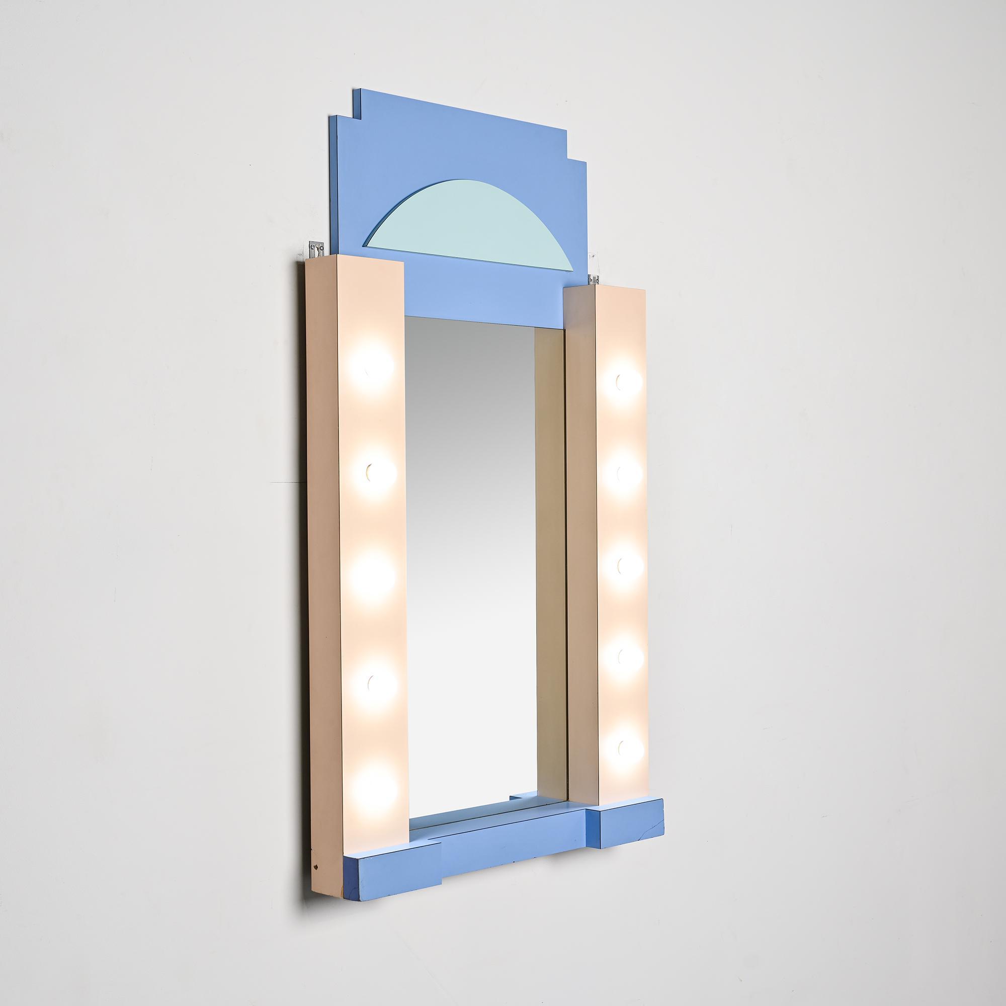 Polychrome wall mirror, France, circa 1980