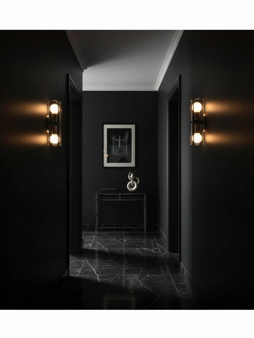 Pair of smoked glass and chrome wall lights attributed to Fontana Arte – Years