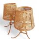 Mid-Century Bamboo and Cane Pair of Large Table Lamps By Louis Sognot, 1970s