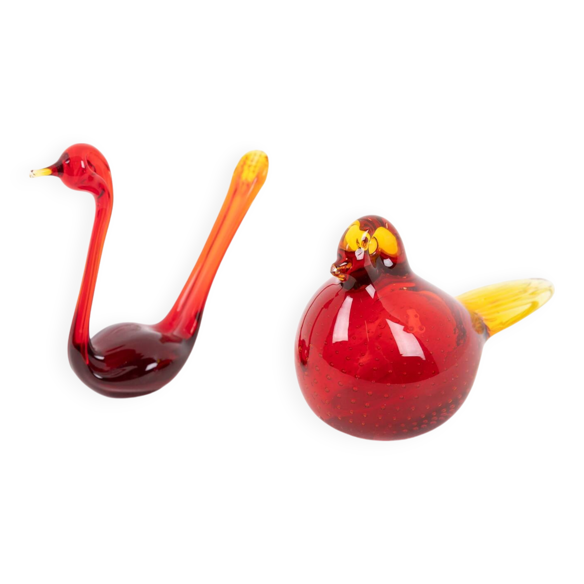 Swedish Art glass Birds sculptures from Bergdala, 1970’s