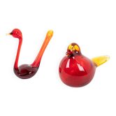 Sculptures d'oiseaux en verre artistique suédois de Bergdala, années 1970.