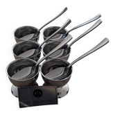 Guy Degrenne Solid Stainless Steel Egg Cup Set 6 Egg Cups 6 Spoons