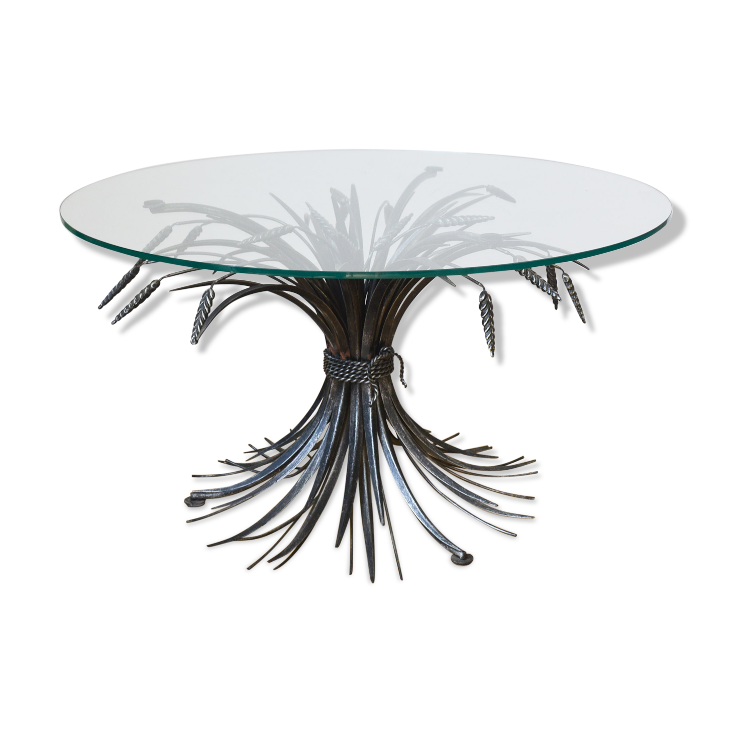 Table basse Coco Chanel gerbes de blé années 70