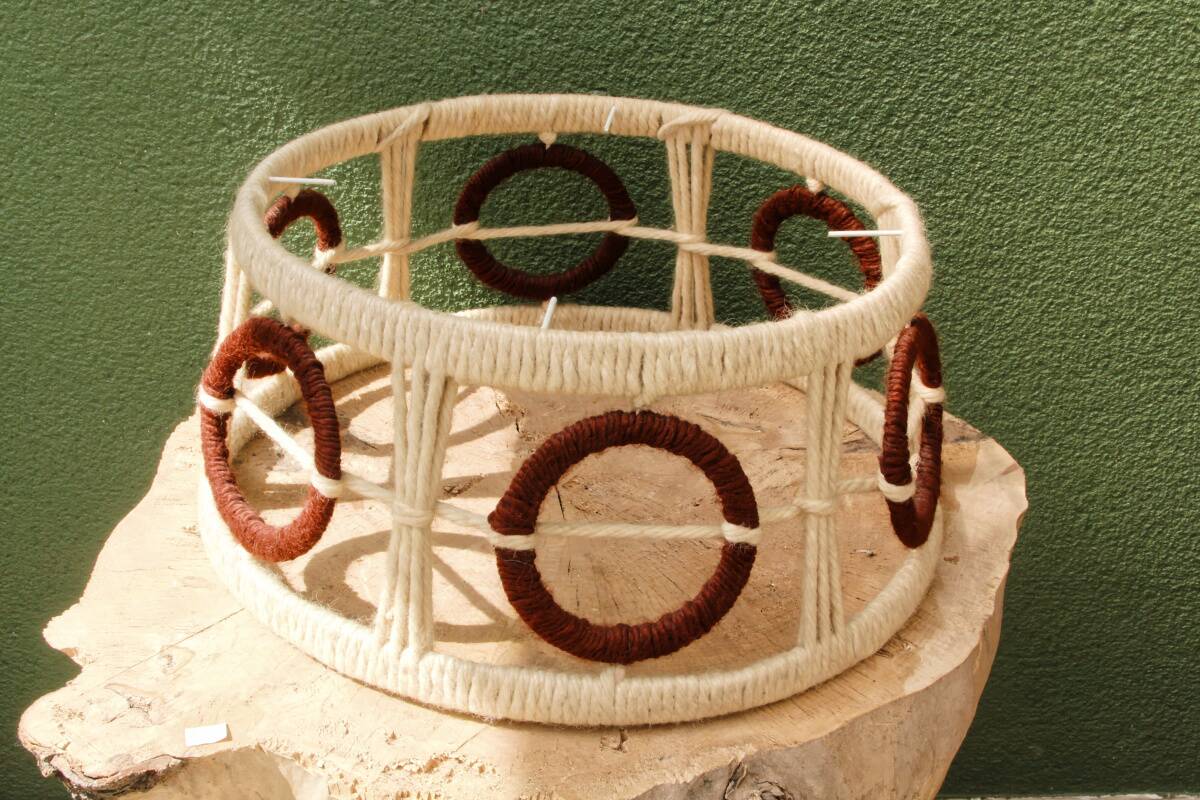 Lampshade, pendant light, 70s in wool and linen
