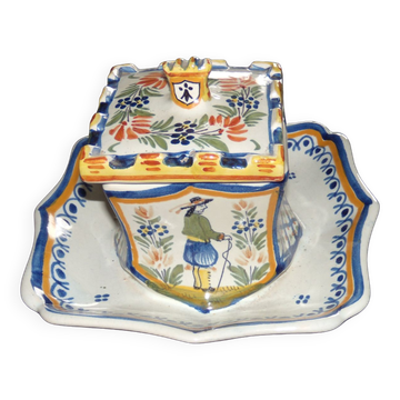 Quimper butter dish Henriot Breton decoration 127 1948