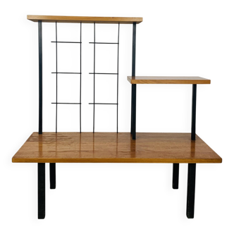 Etagère porte plante asymétrique années 50, teck