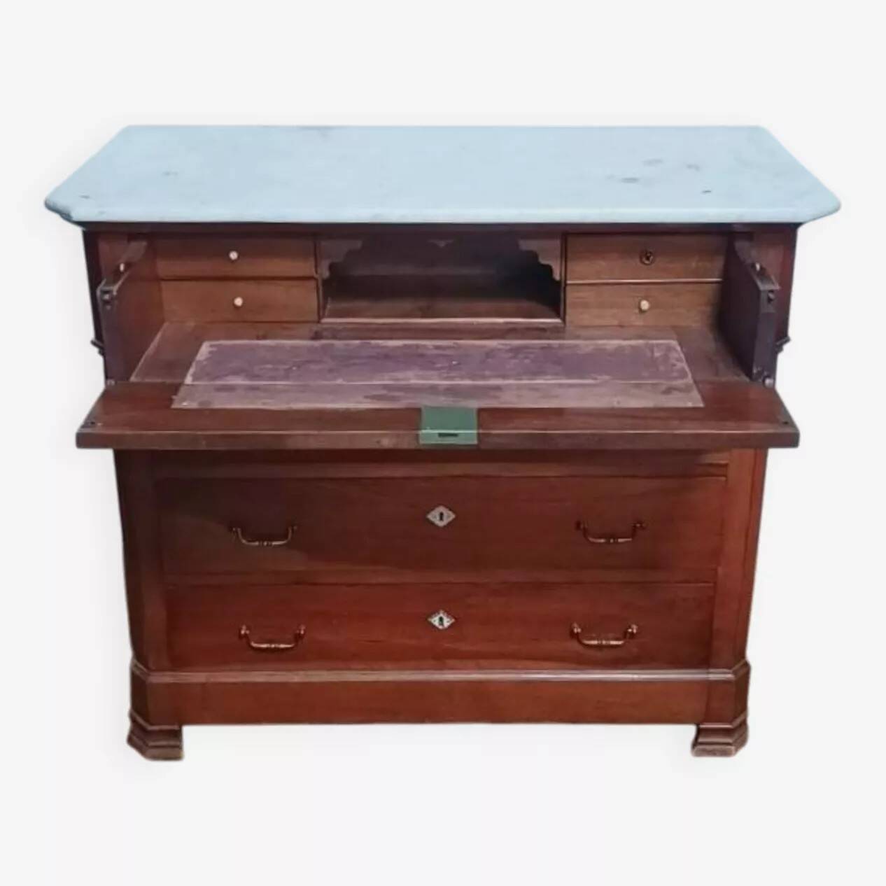 Louis Philippe walnut secretary chest of drawers