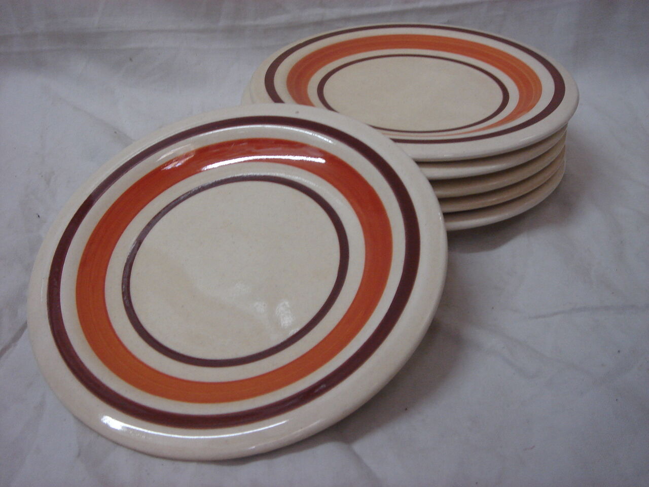 6 pottery Bavarian 1970 hand painted dessert plates