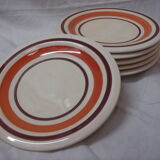 6 pottery Bavarian 1970 hand painted dessert plates