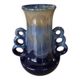 Antique Blue Flamed Stoneware Vase Art Deco Numbered 251 - 15 cm