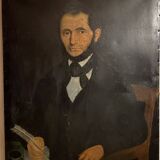 Tableau ancien, portrait de Louis Vallez (1807-1857) ,XIX siècle