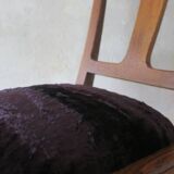 Art nouveau side chair in oak and royal purple velvet, 1900