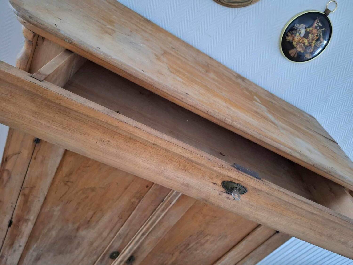 Large vintage linen cabinet, old Parisian buffet furniture, wardrobe