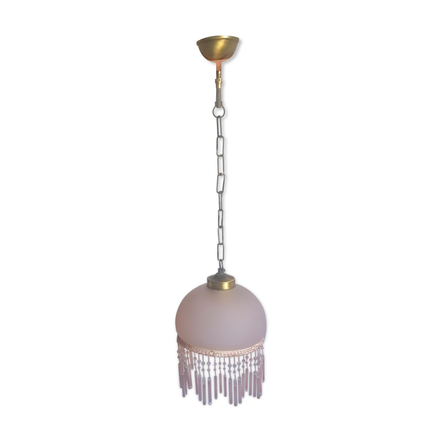 Hanging bell and pink glass garland