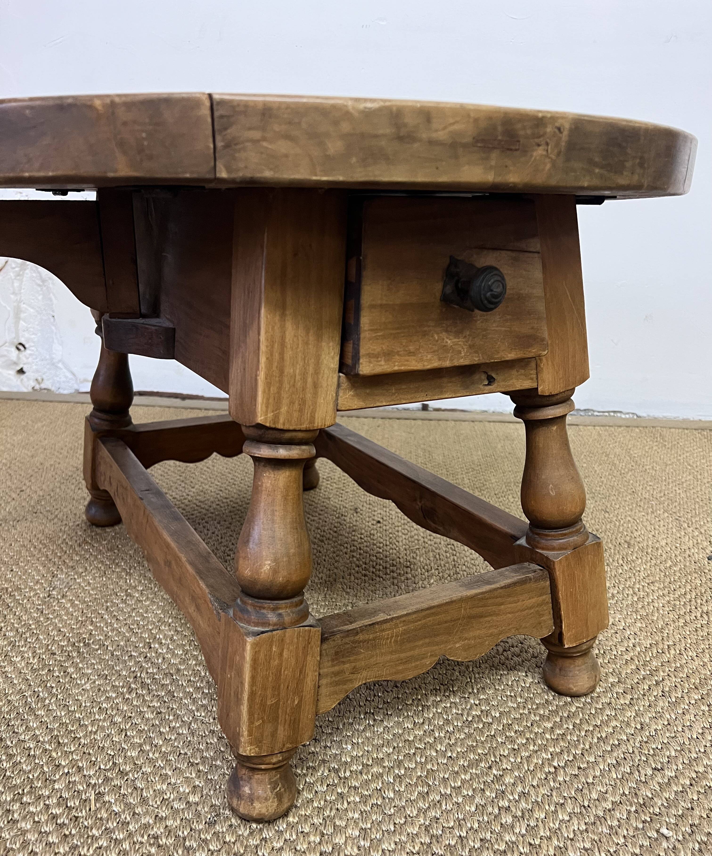 Round wooden coffee table