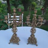 Pair of bronze chandeliers