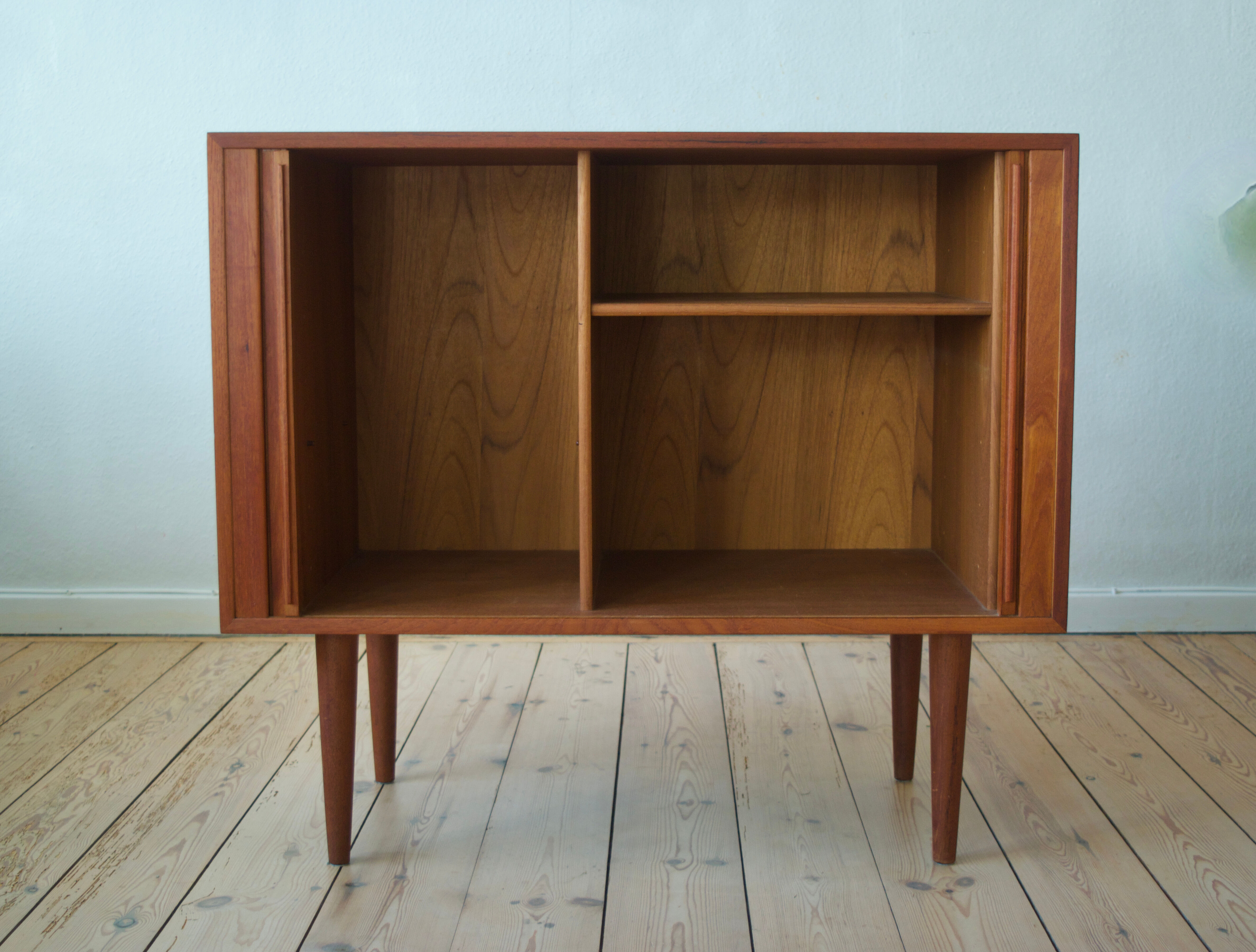 Teak cabinet with tambour doors by Kai Kristiansen For FM Møbler