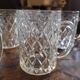 6 pressed glass mazagrans with a diamond pattern