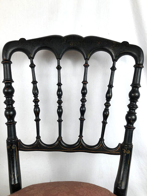 Pair of blackened wooden chairs Napoleon III era