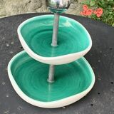 Ferlay Vallauris aperitif server, double in enamelled ceramic, vintage