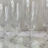 6 engraved antique champagne flutes