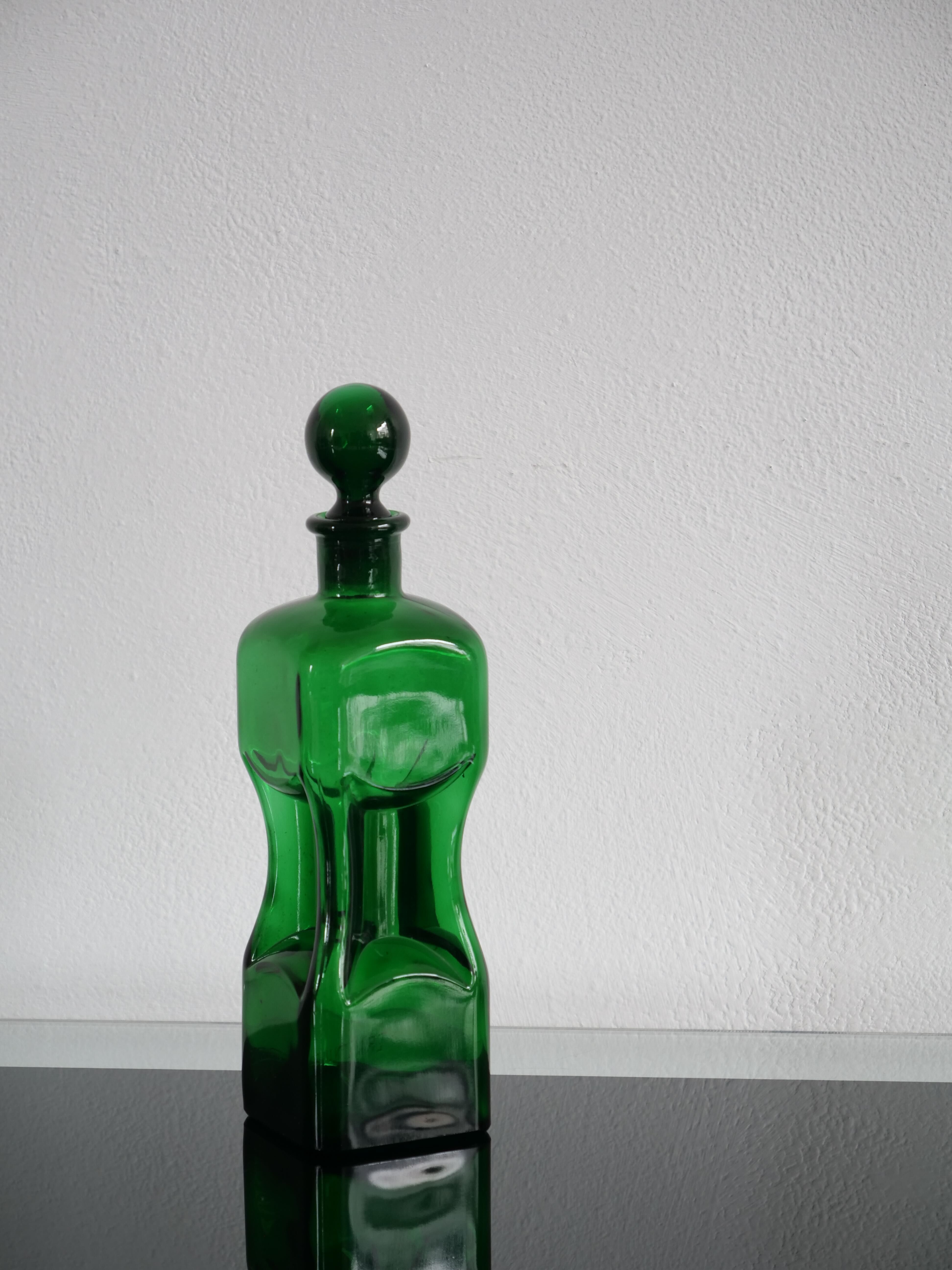 Erven Lucas Vintage Decanter Bowls Green Glass Canterer