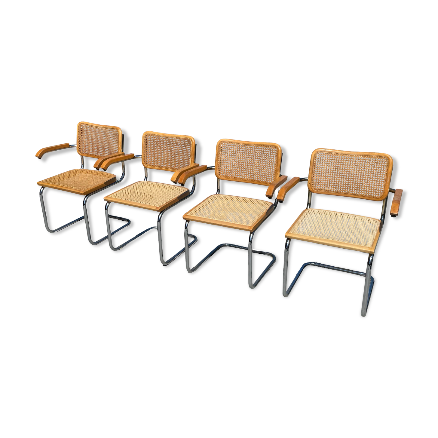 Set of 4 Cesca model armchairs by Marcel Breuer