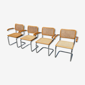Ensemble de 4 fauteuils modèles Cesca de Marcel Breuer