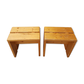 Pair of Charlotte Perriand stool model Les Arcs
