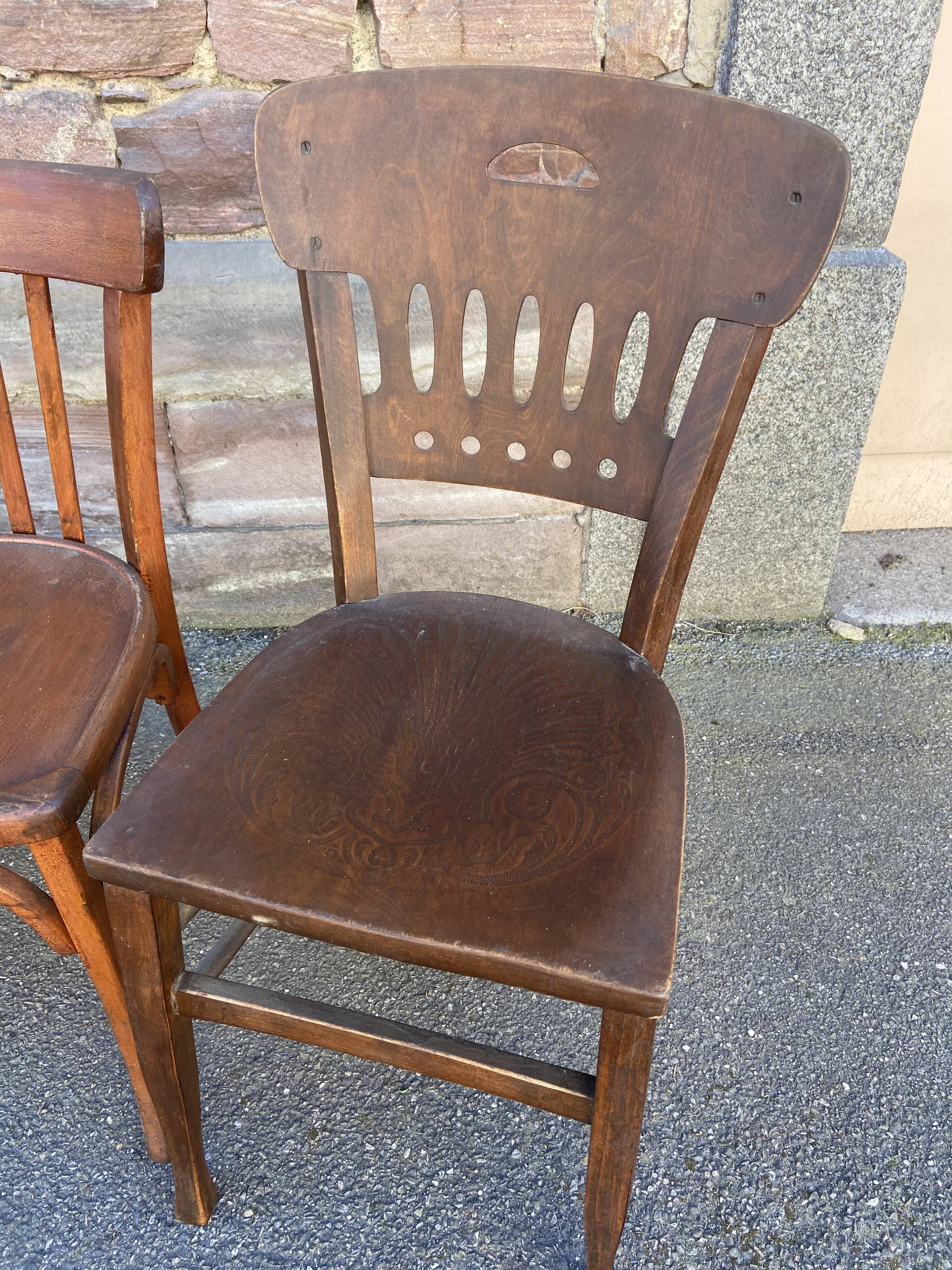 Lot 4 chairs bistro mismatched curved wood brasserie