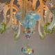 Multi-Colored Murano Glass Venetian Chandelier, Six Light Arms, Circa 1900