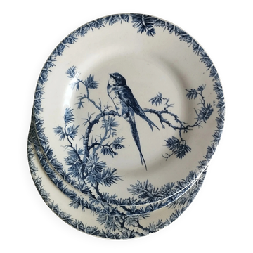 Gien « Provençal » - Lot de 3 assiettes plates ø 23 cm hirondelles