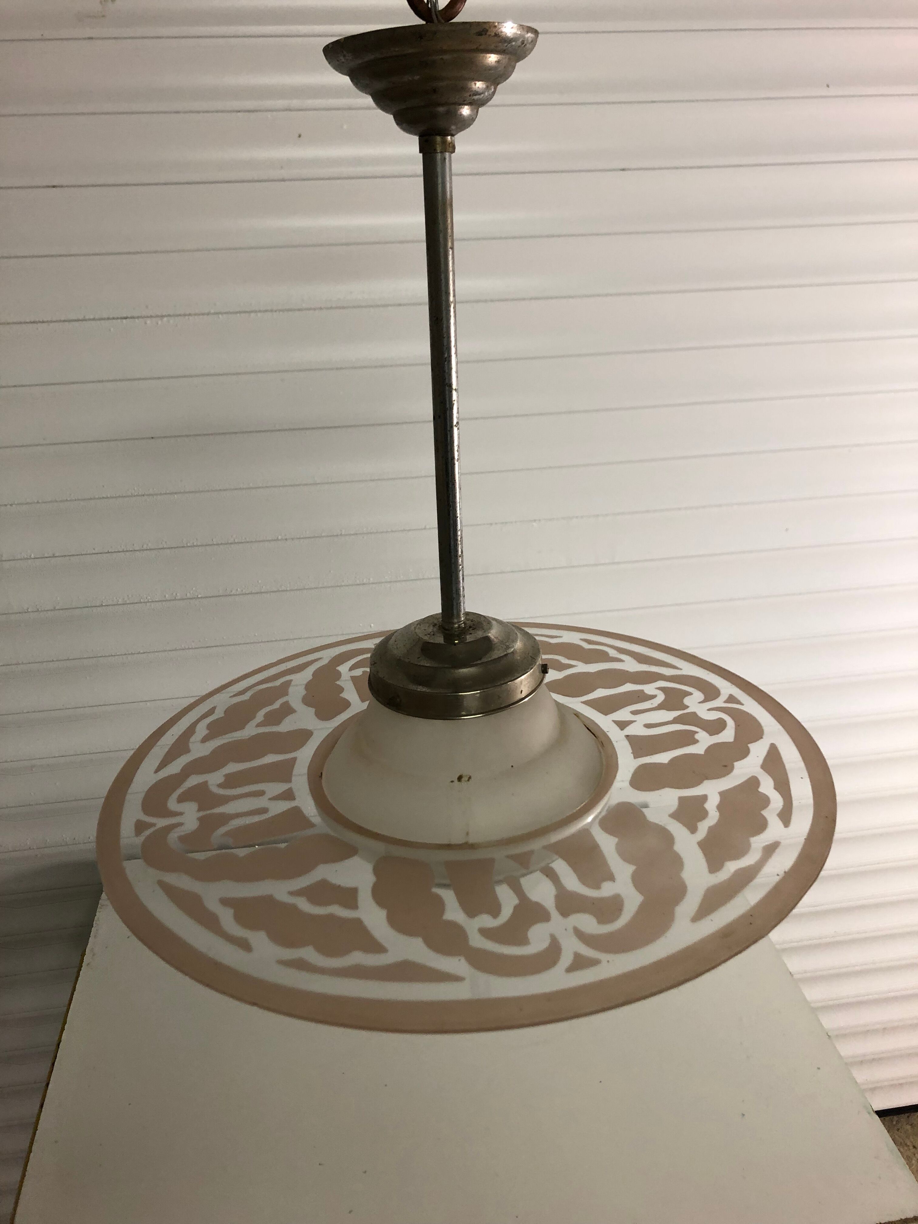Vintage glass disc hanging lamp