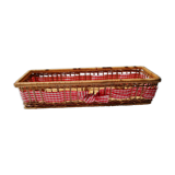 Basket in rattan or Wicker and vintage red gingham fabrics