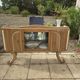 Art Deco buffet with showcase and solid raw wood mirror