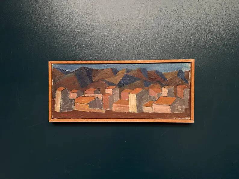 Swedish Oil on Canvas "Urban Landscape" by Johan Lundgren, Framed