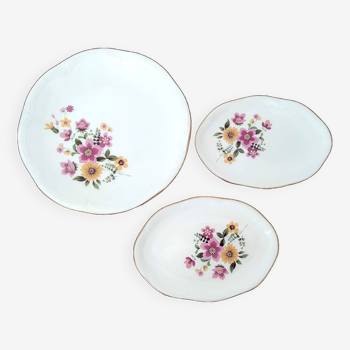 3 Gien earthenware dishes Vintage 70 floral model