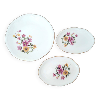 3 Gien earthenware dishes Vintage 70 floral model