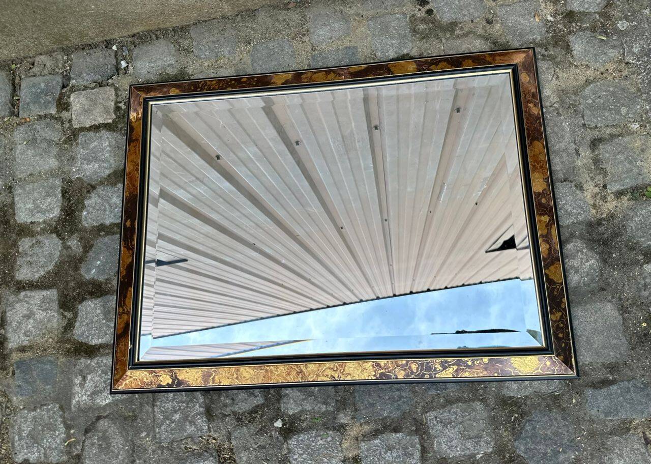 Miroir vintage biseauté doré Mid-Century 80x60cm