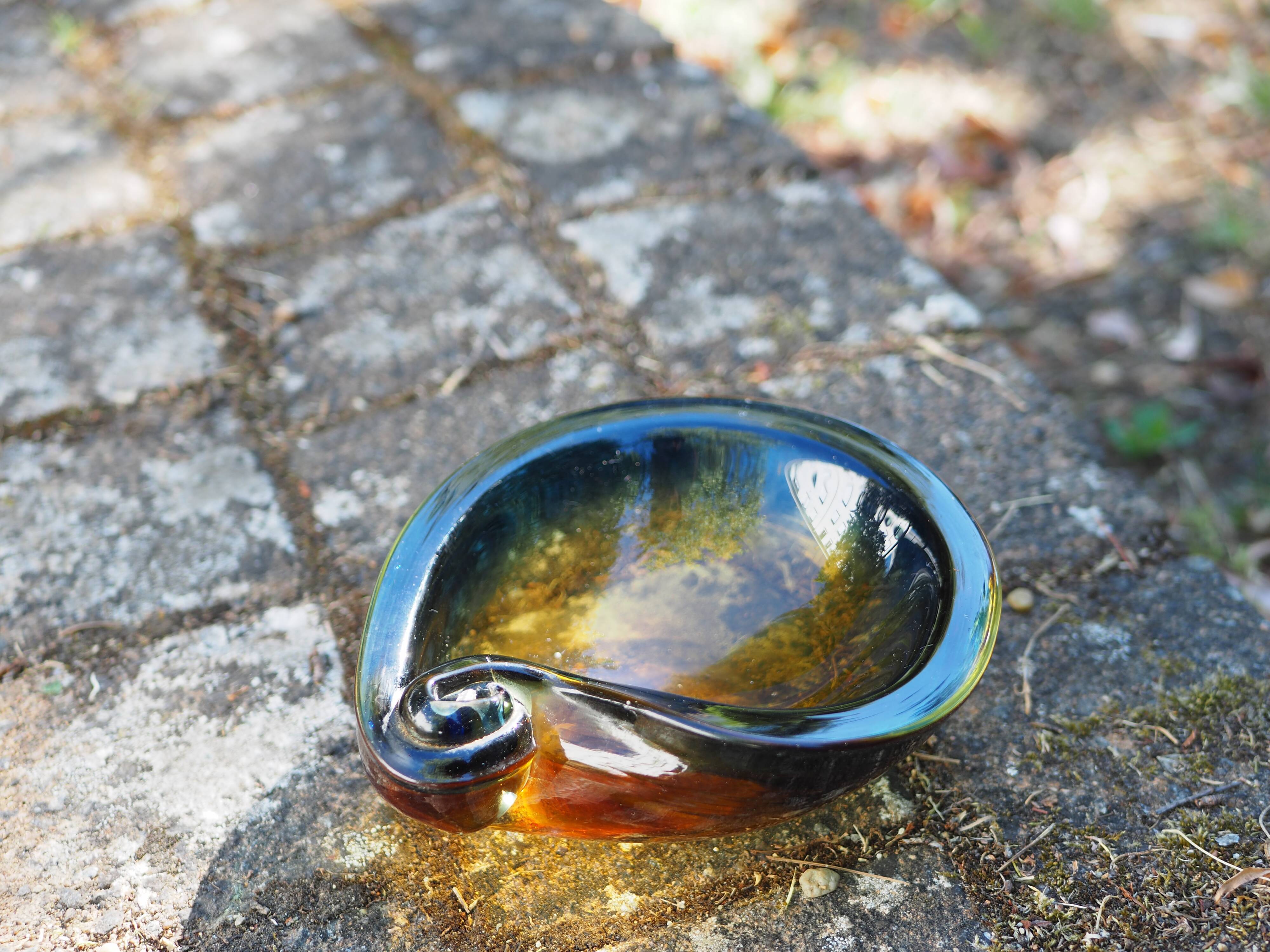 Amber & blue murano glass pocket empty and shell shape - 60s / 70s