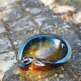 Amber & blue murano glass pocket empty and shell shape - 60s / 70s