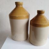 Duo of stoneware decanter bottles
