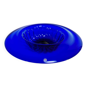 Vintage 1980s Cenedese Murano Glass Cobalt Blue Zecchin Centrepiece Bowl