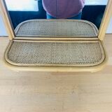 Rattan mirror with vintage tablet 60s