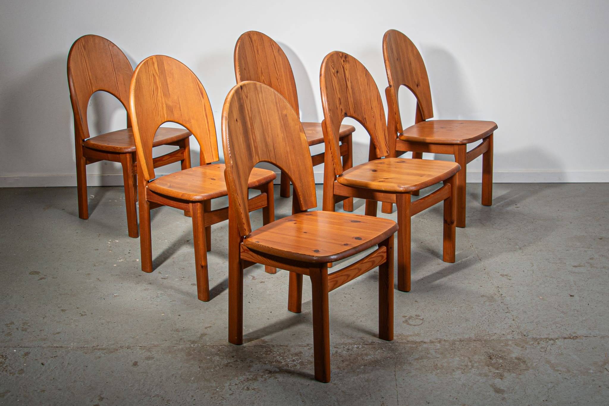 Ensemble de 6 chaises de salle à manger en pin par Ranier Daumiller